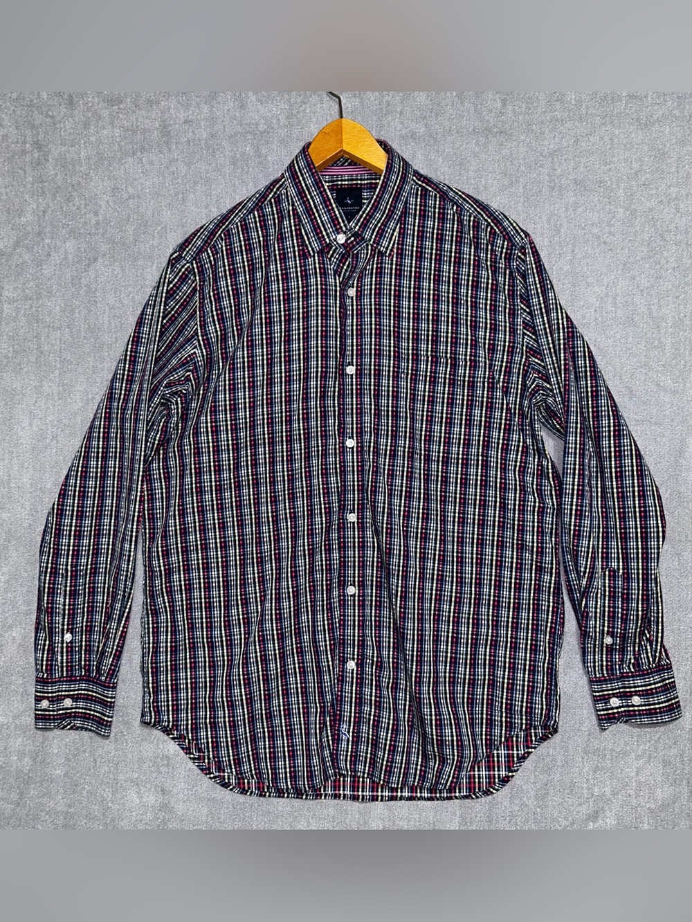 Tailorbyrd Men’s Long Sleeve Button Down Shirt Large Blue Red Yellow